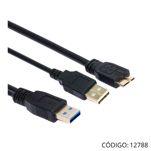 Cable USB 3.0 Doble-USB p/DiscoD (Azul)