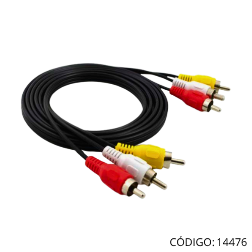 Cable de Audio/Video 3RCAs M-M 1.5Mts.