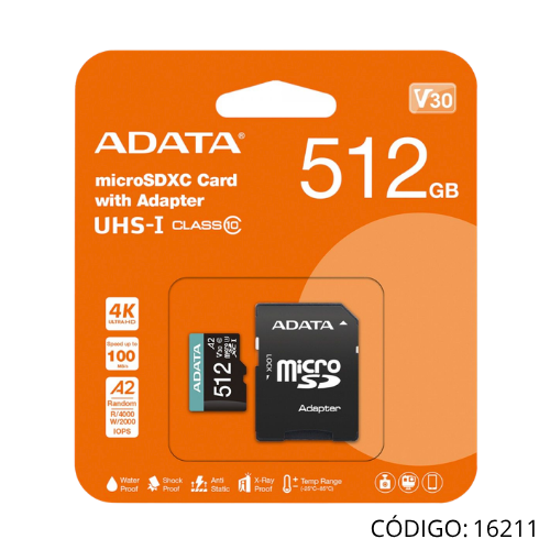 Memoria MicroSD 512GB SDHC 4K 100Mb/s