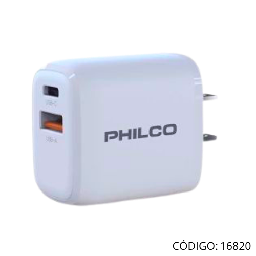 Cargador USB+TipoC 25W Philco FLP4320AW