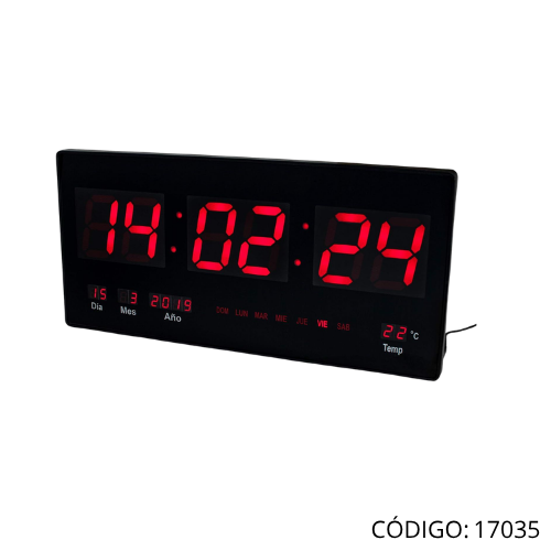 Reloj Digital Pared c/Fecha c/Temp LC-01