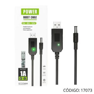 Cable Convertidor DC 5V a USB 9/12V 1mt