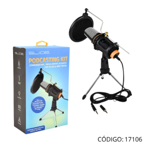 Kit PodCasting Kit Microfono Streaming Omni MiniTripode 3.5 Stereo. Slde. P.N. PD1000.