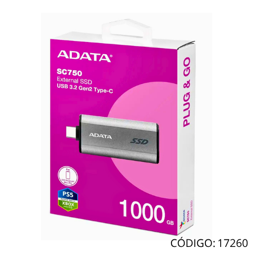 Disco ADATA 1TB SC750 USB-C 10Gbps