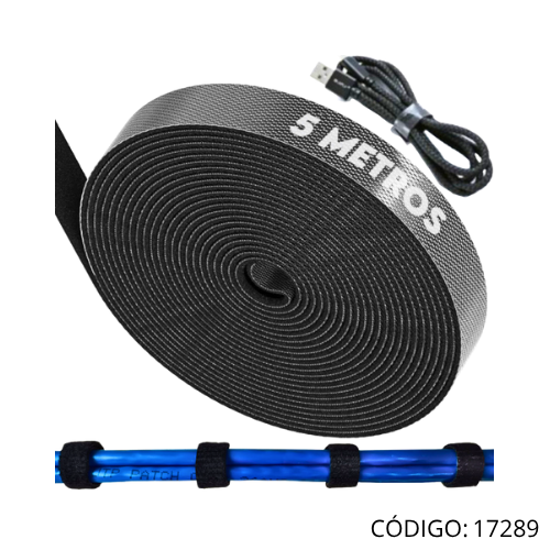 Cinta Velcro Negra 5 metros Orden Cables
