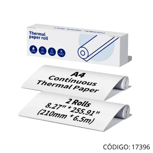 3 Rollos 7.5M Papel Termico Continuo A4