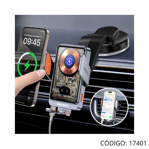Cargador rapido inalambrico C13 Soporte para movil con sensor magnetico, a bateria.