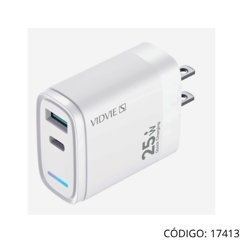 Cargador USB+PD 25W VIDVIE VS-A05 pared